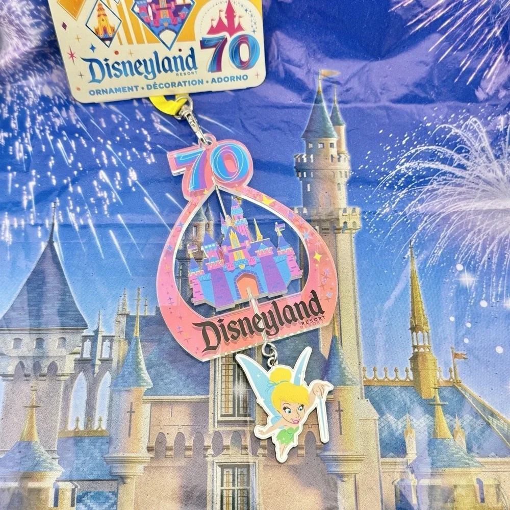 Disneyland‎ 70th Anniversary Tinkerbell Sleeping Beauty Castle Mobile Ornament E